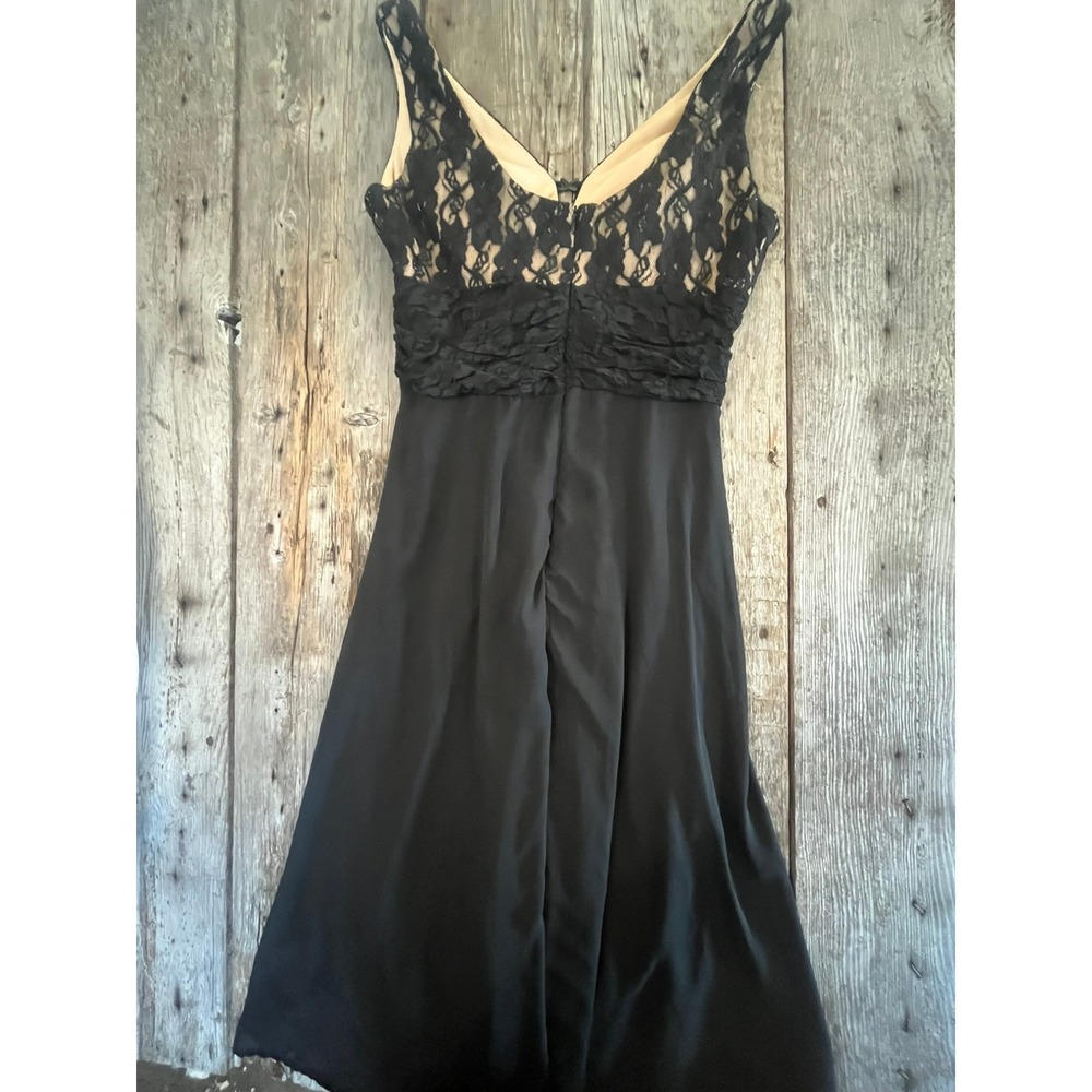 Connected Apparel Womens Black Lace V-Neck Cocktail Dress Size 14 Empire Waist - Picture 4 of 5